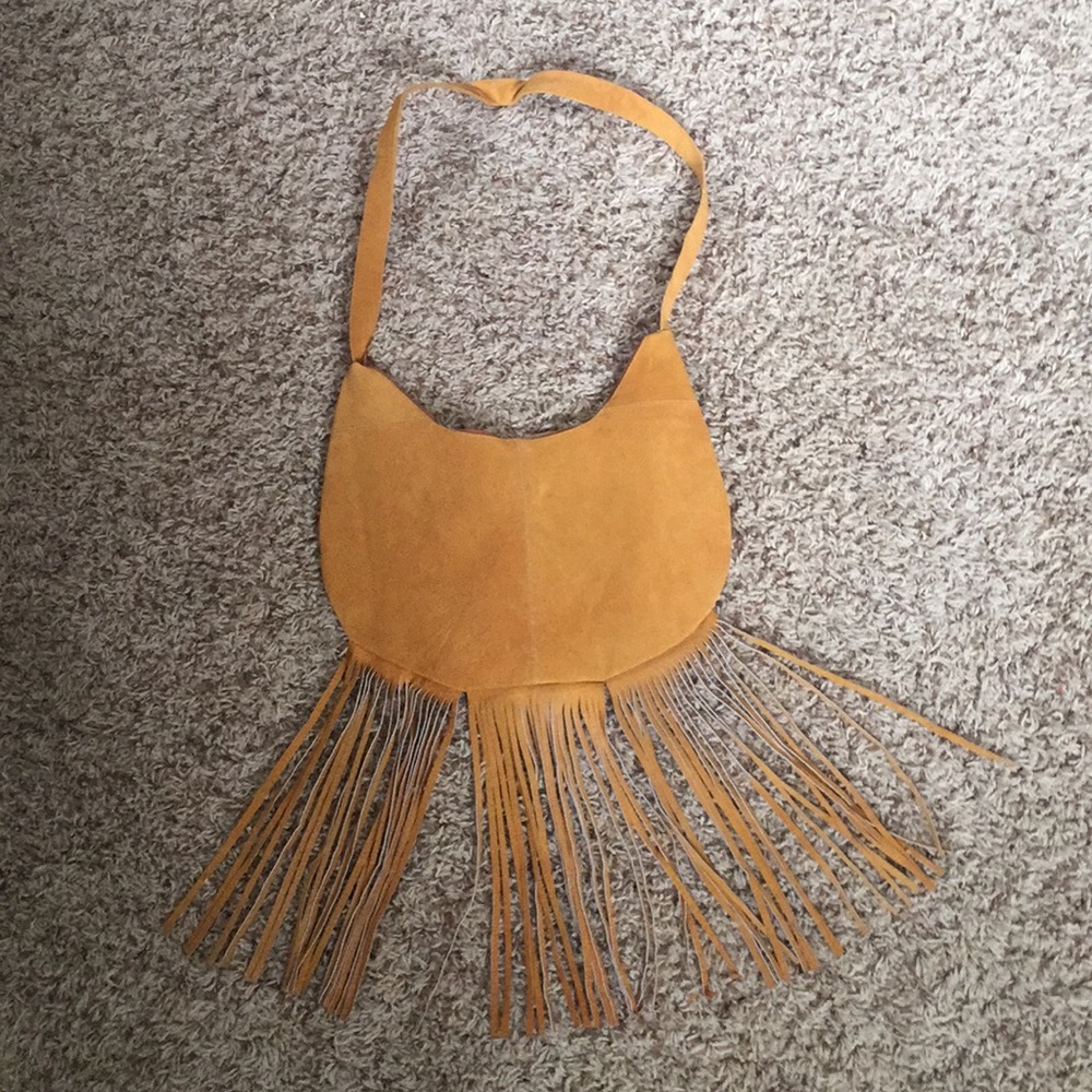 Orange Leather Fringe Purse